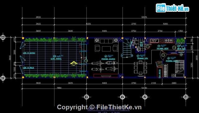 Bản vẽ nhà phố,kiến trúc 2 tầng,nhà phố 2 tâng,nhà phố 5x19m